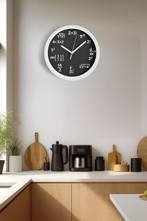 Matematik Dehası Tasarım Modern Duvar Saati - 30cm - Önü Camlı Beyaz Kasa - Sessiz Mekanizma