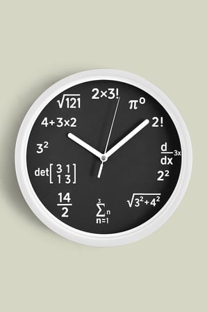 Matematik Dehası Tasarım Modern Duvar Saati - 42cm - Önü Camlı Beyaz Kasa - Sessiz Mekanizma