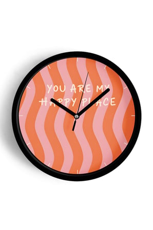 Modern Yazılı Tasarım - '' You Are My Happy Place '' Duvar Saati - 42cm - Sessiz Mekanizma