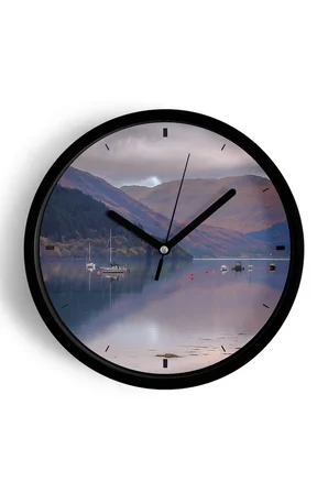 Doğa Manzara Temalı Modern Duvar Saati - 42cm - Önü Camlı Siyah Kasa - Sessiz Mekanizma