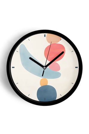 Soyut - Bohem - Geometrik Temalı Modern Duvar Saati - 35cm - Önü Camlı Siyah Kasa - Sessiz Mekanizma