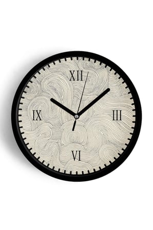 Soyut - Bohem Modern Duvar Saati - 35cm - Önü Camlı Siyah Kasa - Sessiz Mekanizma