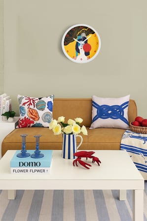 Modern Sanat Yüz Tasarımı Duvar Saati - 35cm - Önü Camlı Beyaz Kasa - Sessiz Mekanizma