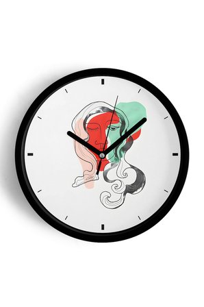 Modern Sanat Yüz Tasarımı Duvar Saati - 35cm - Önü Camlı Siyah Kasa - Sessiz Mekanizma