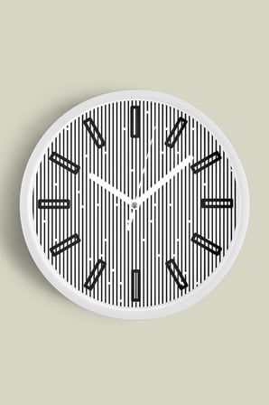 Optik İllüzyon Modern Tasarım Duvar Saati - 35cm - Önü Camlı Beyaz Kasa - Sessiz Mekanizma