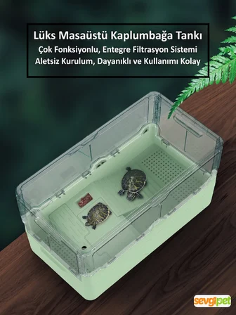 SVGPT Çok Fonksiyonlu Masaüstü Dikdörtgen Kaplumbağa Akvaryumu 348x190x203 MM