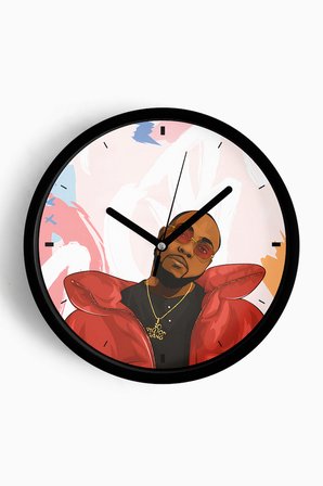 Hip-Hop Esintili Erkek İllüstrasyon Modern Duvar Saati - 42cm - Sessiz Mekanizma