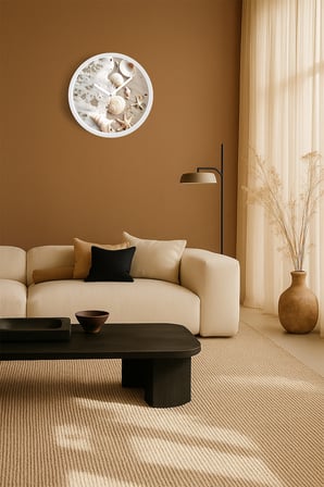 Deniz Kabukları - Deniz Yıldızı Modern Duvar Saati - 42cm - Önü Camlı Beyaz Kasa - Sessiz Mekanizma