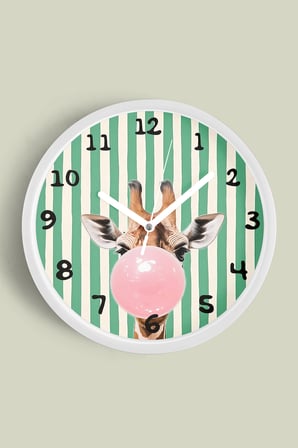 Zürafa Tasarım Modern Çocuk Odası Duvar Saati - 42cm - Önü Camlı Beyaz Kasa - Sessiz Mekanizma