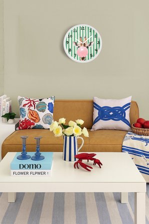 Zürafa Tasarım Modern Çocuk Odası Duvar Saati - 42cm - Önü Camlı Beyaz Kasa - Sessiz Mekanizma