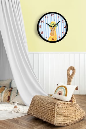 Gözlüklü Ördek Modern Çocuk Odası Duvar Saati - 35cm - Önü Camlı Siyah Kasa - Sessiz Mekanizma