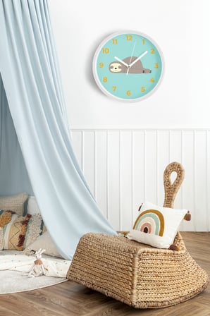 Sevimli Tembel Hayvan Tasarımlı Çocuk Odası Duvar Saati - 42cm - Sessiz Mekanizma