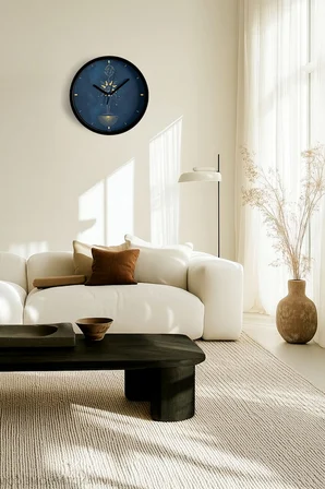 Balık Burcu - Burçlar Modern Duvar Saati - 42cm - Önü Camlı Siyah Kasa - Sessiz Mekanizma