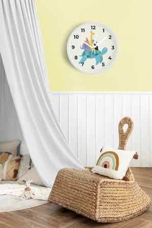 Sevimli Hayvanlar Modern Tasarım Çocuk Odası Duvar Saati - 42cm - Sessiz Mekanizma