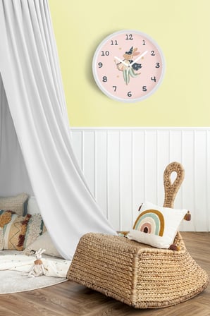 Sihirli Tavşan Tasarım Çocuk Odası Duvar Saati - 35cm - Önü Camlı Beyaz Kasa - Sessiz Mekanizma
