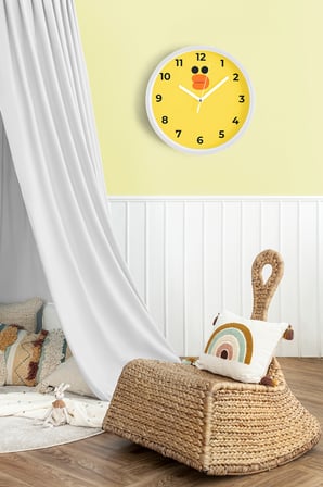 Çocuk Odası Duvar Saati - 42cm - Önü Camlı Beyaz Kasa - Sessiz Mekanizma