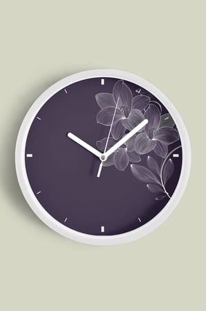 Zarif Orkide Çizim Modern Duvar Saati - 42cm - Önü Camlı Beyaz Kasa - Sessiz Mekanizma