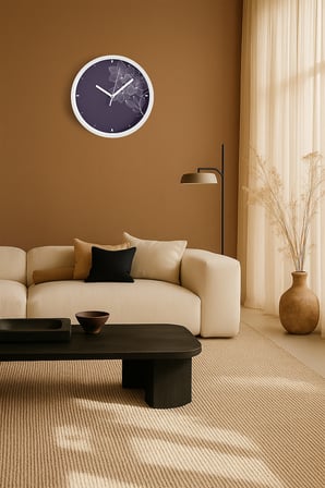 Zarif Orkide Çizim Modern Duvar Saati - 42cm - Önü Camlı Beyaz Kasa - Sessiz Mekanizma