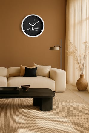 Atatürk Temalı Dekoratif Modern Duvar Saati - 35cm - Önü Camlı Beyaz Kasa - Sessiz Mekanizma