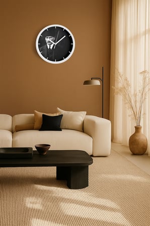 Atatürk Temalı Dekoratif Modern Duvar Saati - 35cm - Önü Camlı Beyaz Kasa - Sessiz Mekanizma