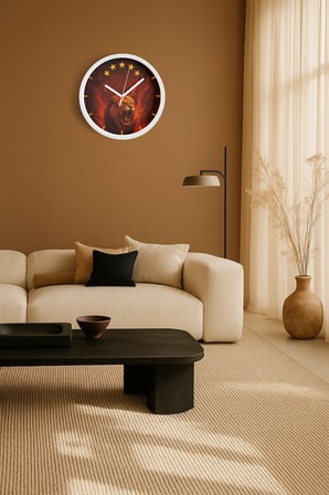 Taraftar Tasarımlı Modern Duvar Saati - 42cm - Önü Camlı Beyaz Kasa - Sessiz Mekanizma