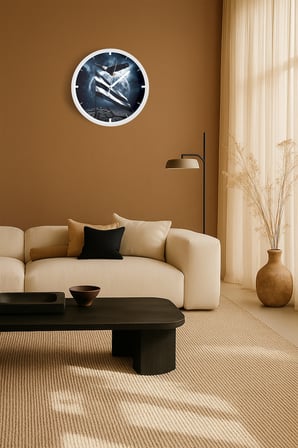 Taraftar Tasarımlı Modern Duvar Saati - 35cm - Önü Camlı Beyaz Kasa - Sessiz Mekanizma