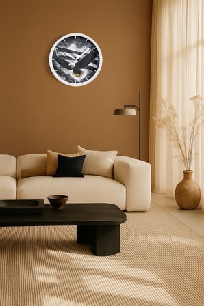 Taraftar Tasarımlı Modern Duvar Saati - 42cm - Önü Camlı Beyaz Kasa - Sessiz Mekanizma