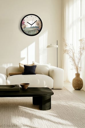 Soyut - Bohem - Doğa - Deniz Manzaralı Modern Duvar Saati - 42cm - Sessiz Mekanizma