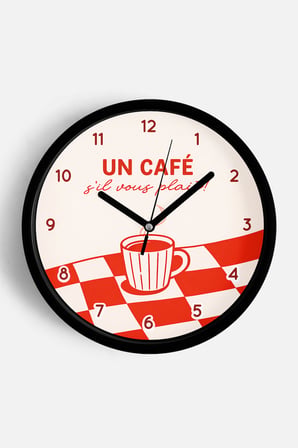 Modern Yazılı Tasarım - '' UN CAFÊ '' Mutfak Duvar Saati - 42cm - Sessiz Mekanizma