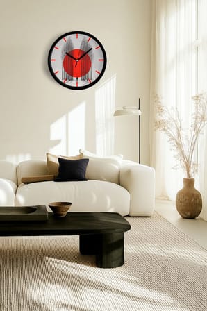 Soyut - Bohem - Doğa - Deniz Manzaralı Modern Duvar Saati - 42cm - Sessiz Mekanizma
