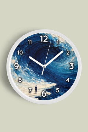 Yağlı Boya Duvar Saati – Sanatsal, Soyut, Bohem ve Manzara Temalı Modern Saat - 42cm - Beyaz Kasa
