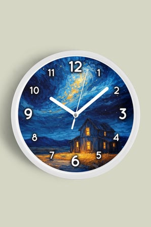 Yağlı Boya Duvar Saati – Sanatsal, Soyut, Bohem ve Manzara Temalı Modern Saat - 30cm - Beyaz Kasa