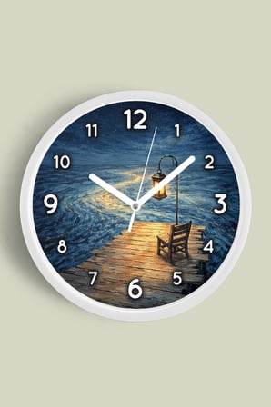 Yağlı Boya Duvar Saati – Sanatsal, Soyut, Bohem ve Manzara Temalı Modern Saat - 35cm - Beyaz Kasa
