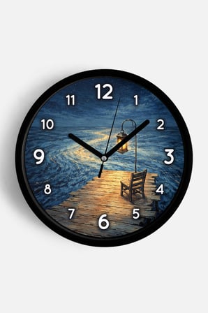 Yağlı Boya Duvar Saati – Sanatsal, Soyut, Bohem ve Manzara Temalı Modern Saat - 35cm - Siyah Kasa