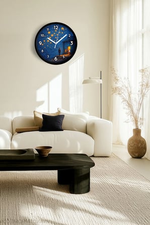 Yağlı Boya Duvar Saati – Sanatsal, Soyut, Bohem ve Manzara Temalı Modern Saat - 30cm - Siyah Kasa