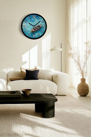 Yağlı Boya Duvar Saati – Sanatsal, Soyut, Bohem ve Manzara Temalı Modern Saat - 42cm - Siyah Kasa