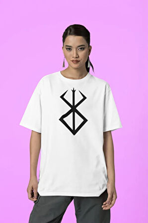 Anime Sembol Baskılı Unisex Oversize Tişört