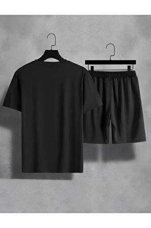 Unisex Believe Baskılı Oversize Bol Kalıp T-shirt Şortlu - Alt Üst Ikili Takım
