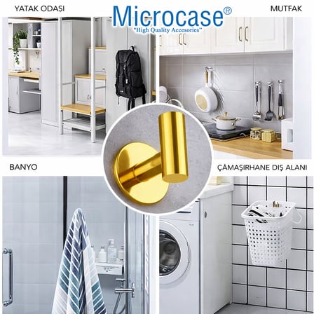 Microcase Kendinden Yapışkanlı Çok Amaçlı Metal Askılık Mat Gold 1 ADET AL5715