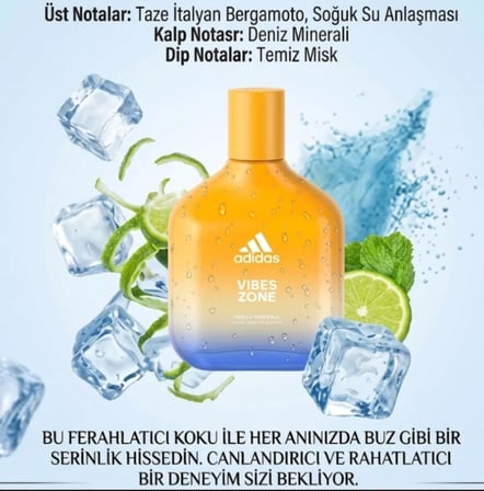 Adidas Vibes Zone EDP Parfüm - Taze İtalyan Bergamotu, Deniz Minerali ve Temiz Misk Notası