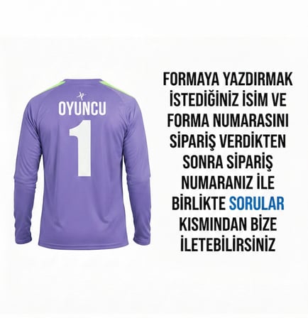 Kaleci Esnek Uzun Kol Futbol Forma ve Şort Mor (Kişiye Özel İsim ve Numara Baskı)