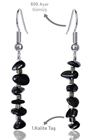 Sertifikalı Kırık Taşlı Model Obsidyen Taşı Küpe