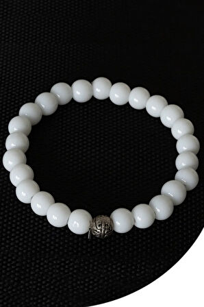 Sertifikalı Boyasız Beyaz Mercan Taşı Bileklik (Gümüş Aparatlı)