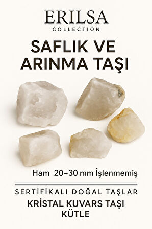 Sertifikalı Ham İşlenmemiş Kristal Kuvars Taşı Kütle – El Taşı Arınma Netlik Evrensel Şifa Enerjisi