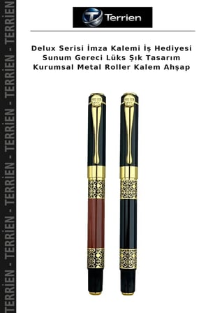 Delux Serisi İmza Kalemi İş Hediyesi Sunum Gereci Lüks Şık Tasarım Kurumsal Metal Roller Kalem Ahşap