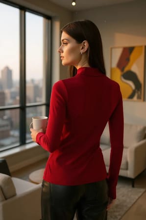 Kadın Bordo Parmak Detaylı Esnek Uzun Kollu Body