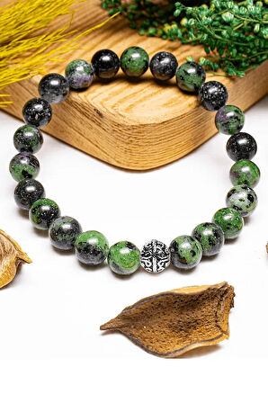 Sertifikalı Aaa+ Orijinal Ruby Zoisite - Anyolit Taşı Bileklik - Gümüş Aparatlı