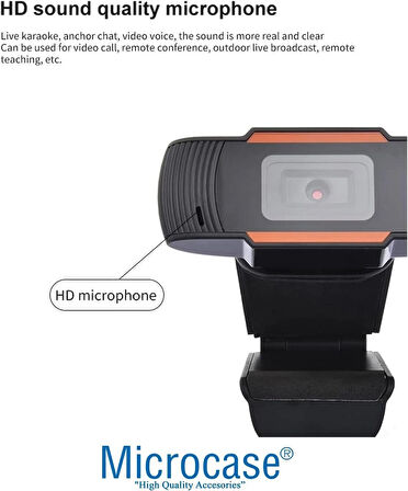 Microcase 720P 360 Dönerli Mandal Kıskaçlı Hd Webcam Kamera ZR806 - SİYAH AL5152