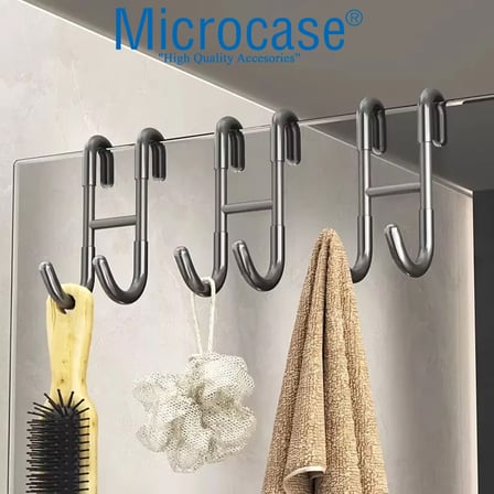Microcase Paslanmaz Çelik Uçlar Kauçuk Çok Amaçlı Banyo Mutfak Dolap VB Alanlar için Askılık AL5506 - SİYAH