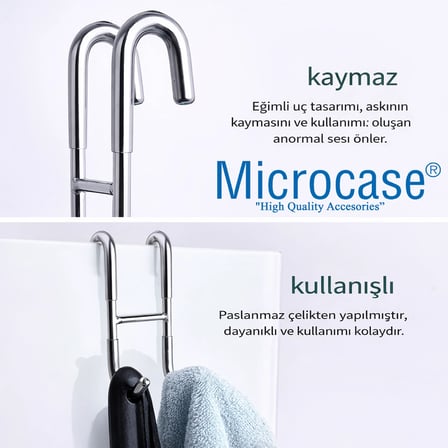 Microcase Paslanmaz Çelik Uçlar Kauçuk Çok Amaçlı Banyo Mutfak Dolap VB Alanlar için Askılık AL5506 - GÜMÜŞ